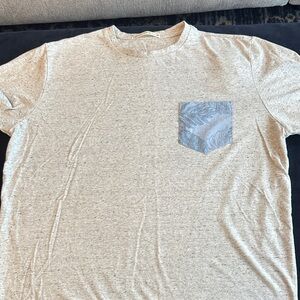 Marine Layer Heather Gray Tee with Patterned Blue Pocket